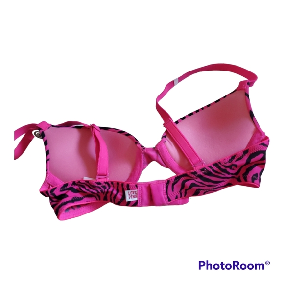 VICTORIA'S SECRET Pink Black Zebra Bra - Size 30A - Picture 3 of 4